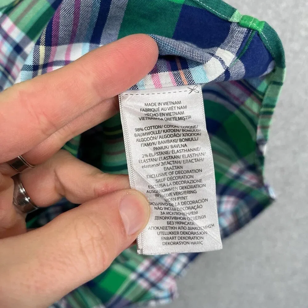 Polo Ralph Lauren Shirt Mens Large Slim Fit Madras Plaid Flesh Pony Button Down - Picture 10 of 11